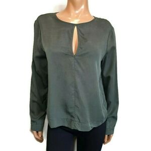 June & Hudson Tencel Keyhole Long Sleeve Green Top Womens Size Large